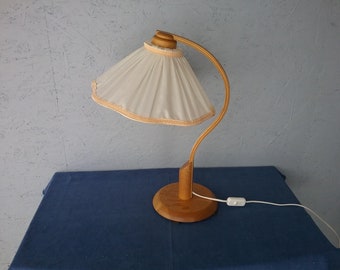 Gustaf vintage table lamp, Scandinavian bentwood lamp, wooden lamp with lampshade, lamp with stylish antique lampshade, housewarming gift