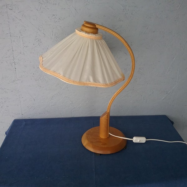 Gustaf vintage table lamp, Scandinavian bentwood lamp, wooden lamp with lampshade, lamp with stylish antique lampshade, housewarming gift