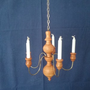 Vintage hanging candlestick/Wood and brass candlestick/Swedish candlestick