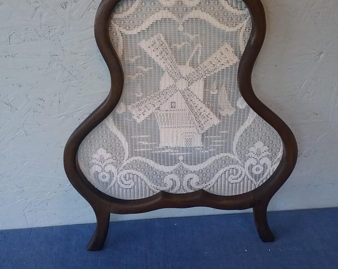 Vintage Lace Window Screen, Dutch Window Decoration, Windmill Pattern ...