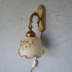 Vintage Wall Lamp in Dutch Style, Wall Lamp in Brass and Glass, Retro ...