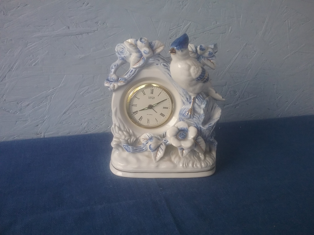 Vintage Landex Royal Craft Clock, Porcelain Clock, Mantel Clock