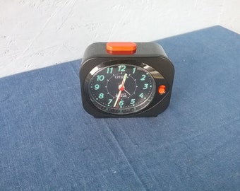 Citizen plastic alarm clock with light dial, 70s clock, home decor, housewarming gift