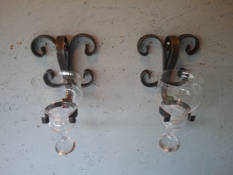 Vintage Wrought Iron Wall Candle Holders: Scandinavian Home Decor image 5