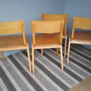 1 of 4 Swedish mid-century modern maple stacking chairs, 1960s bentwood and plywood chair, Scandinavian chairs zdjęcie 5