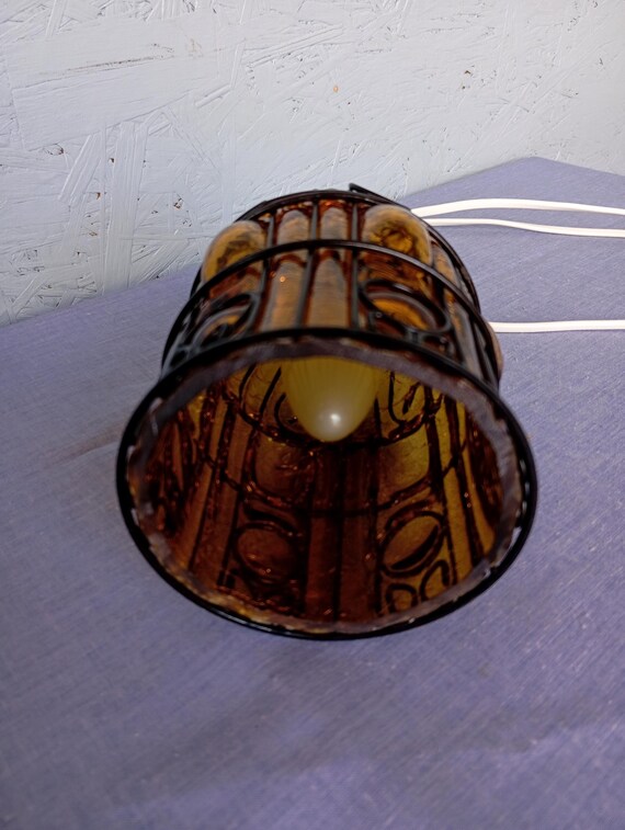 ミッドセンチュリー アンバー バブルガラス ペンダントランプ