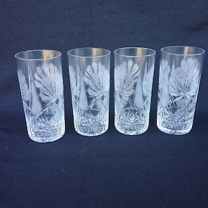 Niemen Glaswerke, Kristall Cocktailgläser 4 Stück, Vintage Kristallgläser, Polnische Kristallgläser