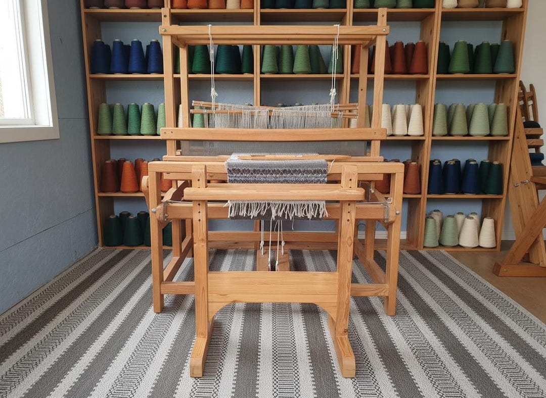 Solid Wood Adjustable Height Weaving Bench, Ergonomic Loom Stool (pine ...