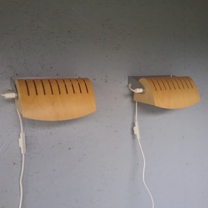 STRIMMA Ikea, pair of bentwood wall lamps, Scandinavian lighting, Swedish design, 1980s, housewarming gift