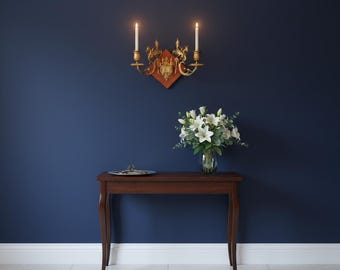 Vintage Gilded Bronze Double Arm Wall Candle Holder, French Decor