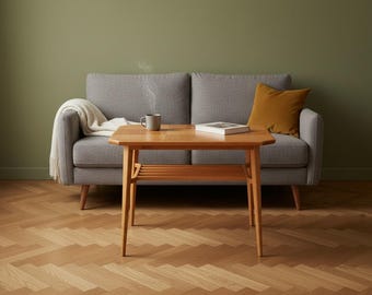 Vintage Scandinavian Solid Wood Coffee Table with Shelf, 1950s Swedish Design