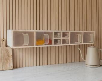Vintage Gunda Spice Rack: Finnish Wooden Kitchen Organizer with Drawers
