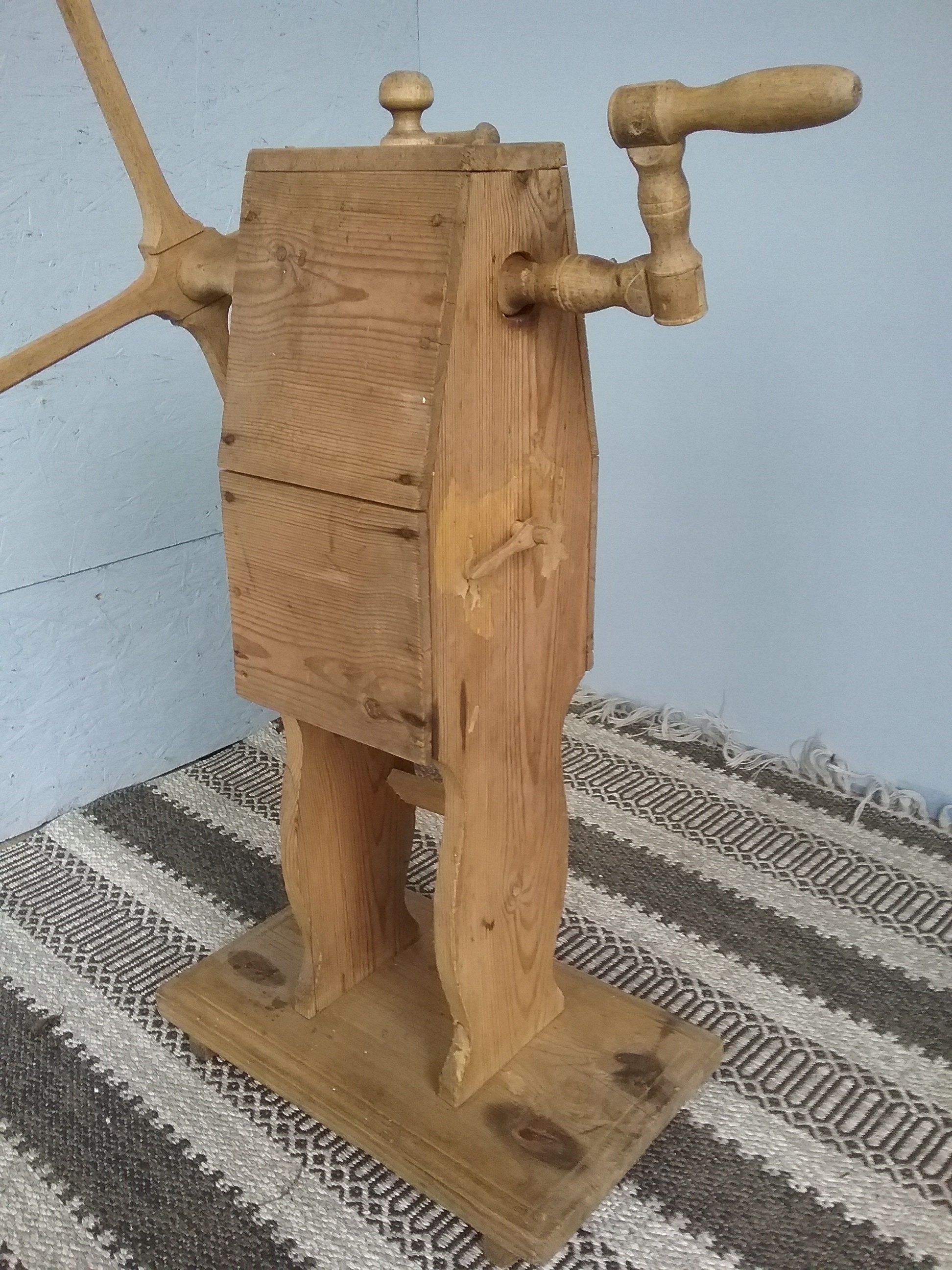 Antique Swedish Wooden Yarn Winder, Primitive Yarn Winder, Handmade