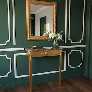 Vintage Gilded Console Table with Marble Top, Hall Table