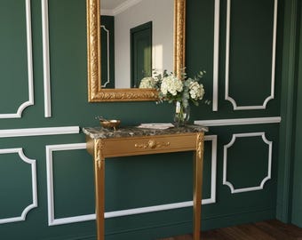 Vintage Gilded Console Table with Marble Top, Hall Table