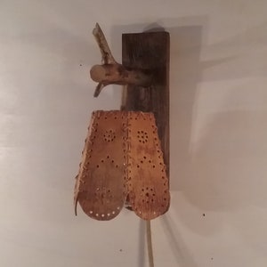 Minimalist Lamp/Vintage Sweden/Rustic Wall Lamp/Sconce Wooden/Gift/Primitive Lamp/Wooden Lamp