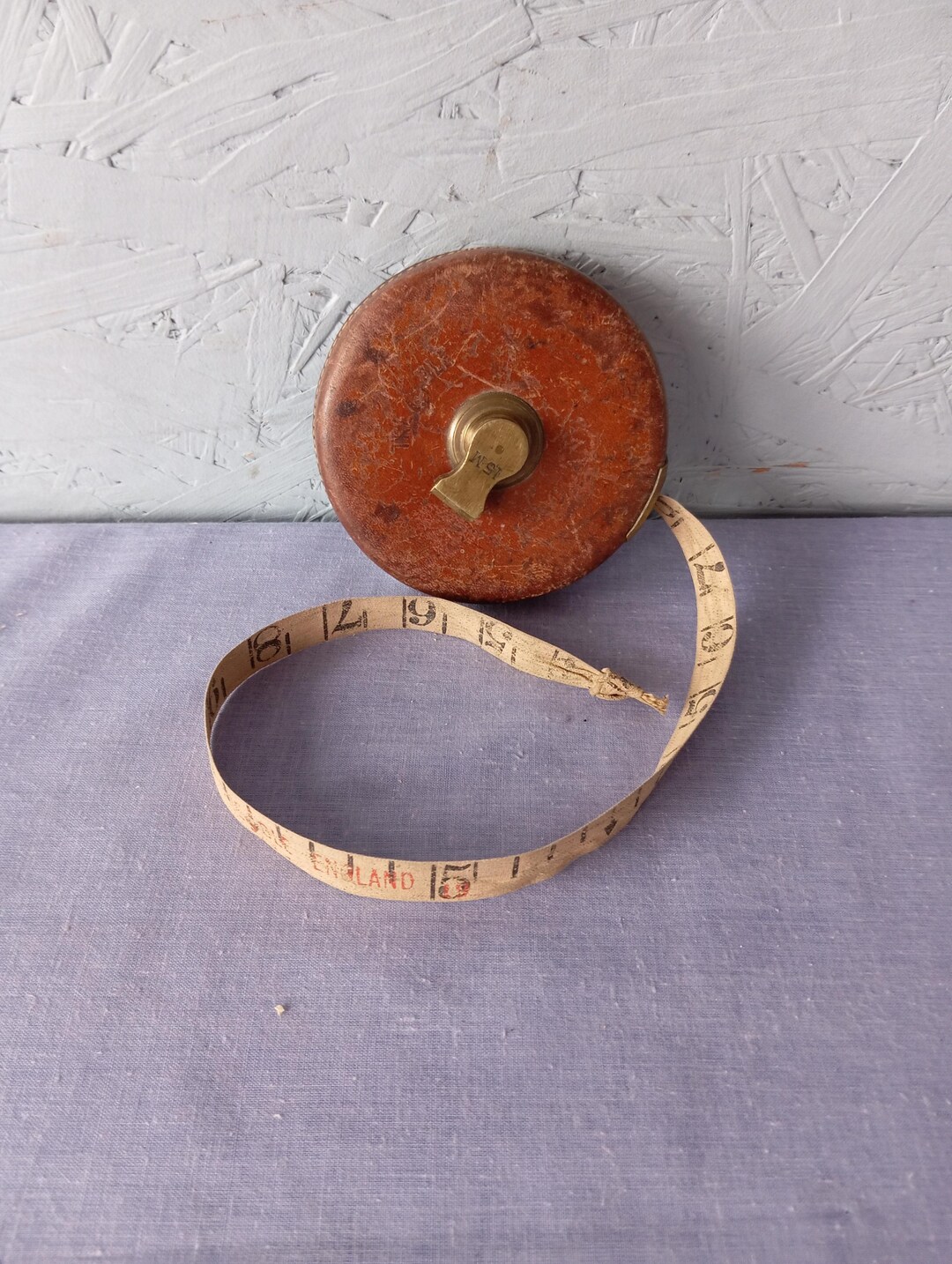John Rabone Vintage John Rabone and Sons England Leather Tape Measure 15M Brass ...