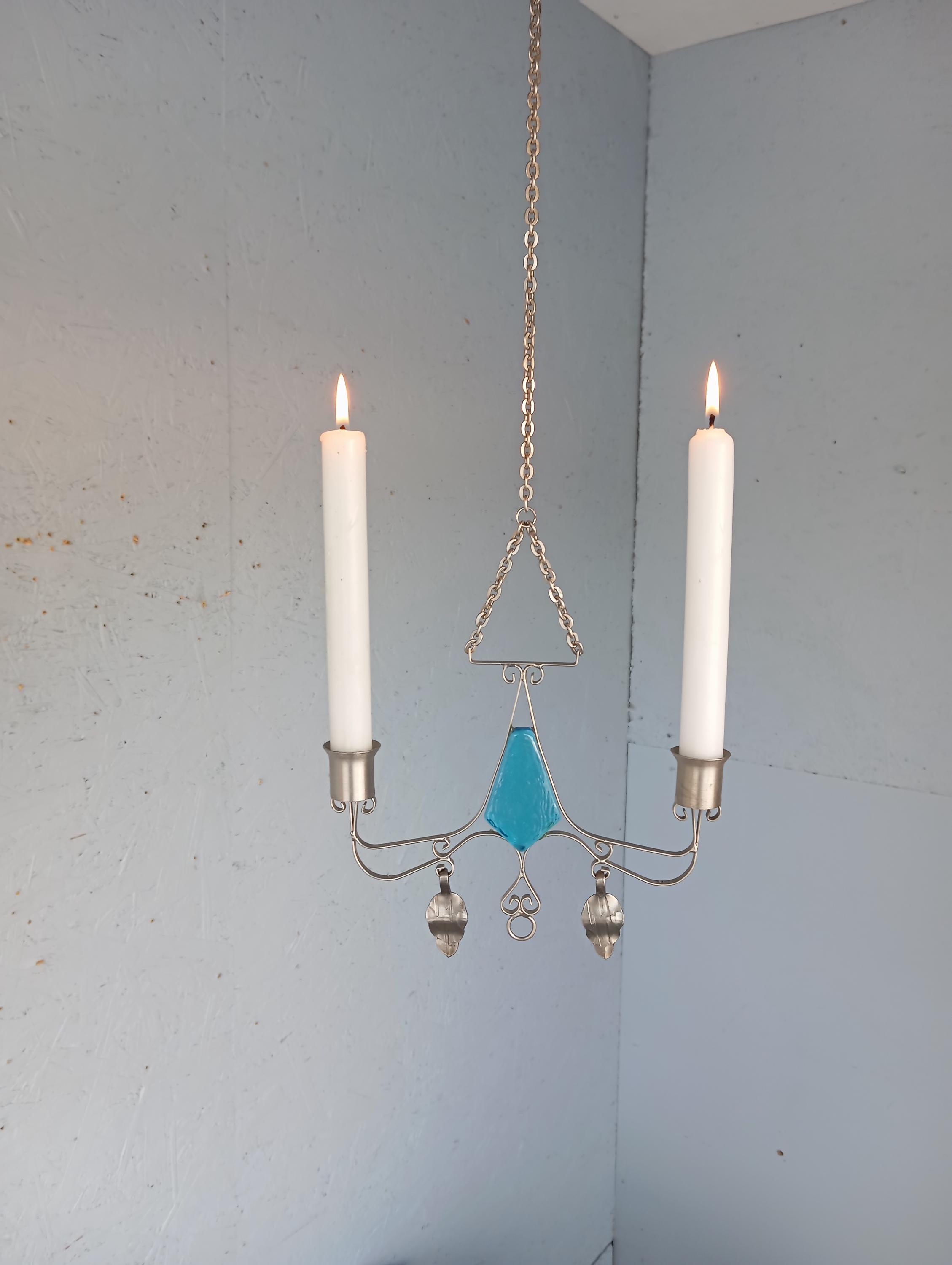 Plafonnier en bois et verre du milieu du siècle, années 1960