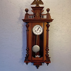 Kriegs - Mod antique wall clock, lodregulator, 1914-1916, antique German mechanical clock with pendulum, clock with Mauthe mechanism