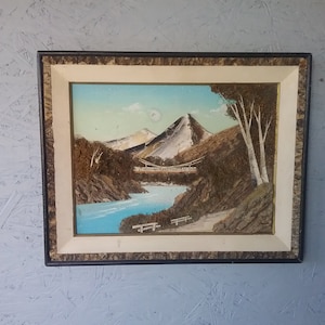 Vintage painting with lichen bark and gifts of nature, Swedish painting, image in 3D