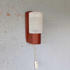 Vintage Danish Teak & Glass Wall Lamp - Scandinavian Bedside Lighting