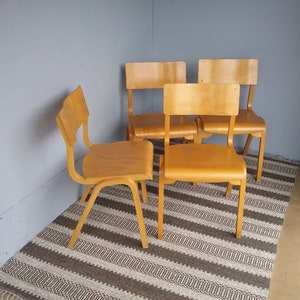 1 of 4 Swedish mid-century modern maple stacking chairs, 1960s bentwood and plywood chair, Scandinavian chairs zdjęcie 1