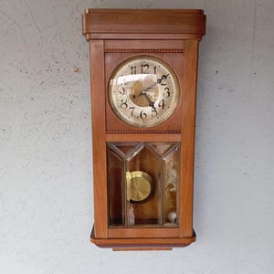 GUSTAV BECKER Silesia P42 wall clock, ca.1905 - 1910 with pendulum, German antique wall clock, retro box clock, collector's clock