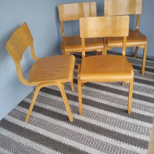 1 of 4 Swedish mid-century modern maple stacking chairs, 1960s bentwood and plywood chair, Scandinavian chairs zdjęcie 4