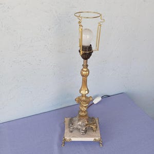 Vintage Gilded Pewter & Onyx Table Lamp: Handmade Lighting