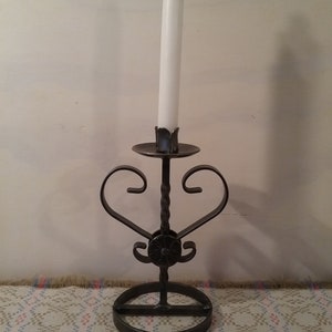 Wrought Iron Candle Holder/Swedish Handmade Candlestick/Swedish Forge Töreboda Smedjan/Vintage Sweden/Heart Pattern Candlestick