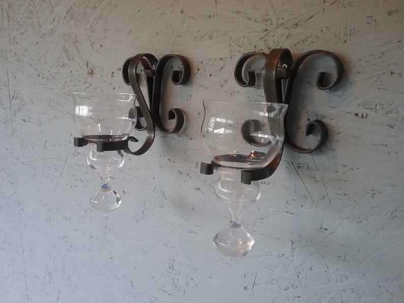 Vintage Wrought Iron Wall Candle Holders: Scandinavian Home Decor image 7