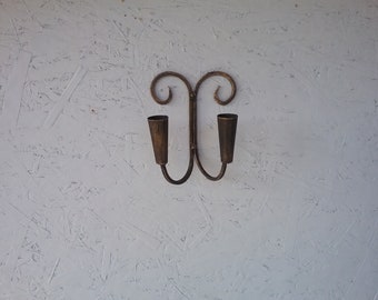 Swedish wall candle holder, vintage scandinavian handmade wrought iron candle holder, elegant wall sconce, housewarming gift