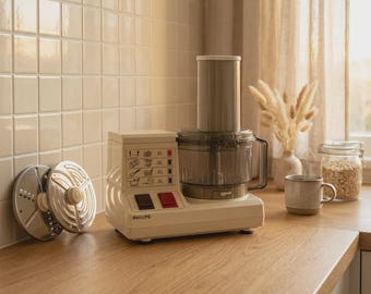 Procesador de alimentos Philips HR 2373 de época: Equipamiento de cocina de los años 80.