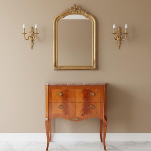 Nordic Baroque Chest of Drawers, Red Marble Accent Table. image 3