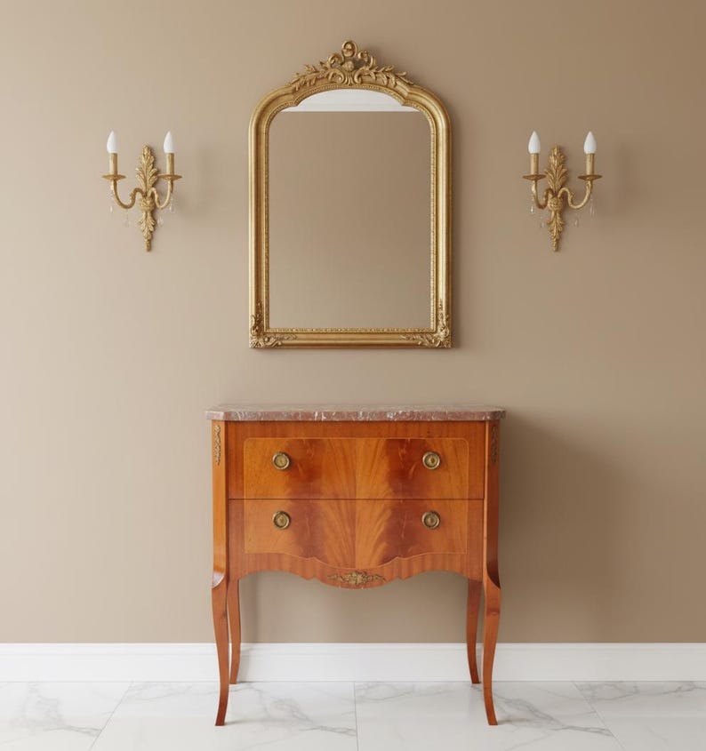 Nordic Baroque Chest of Drawers, Red Marble Accent Table. image 3