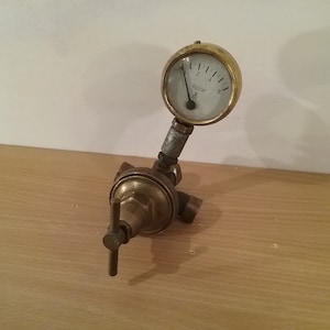 Vintage Druckregler / schwedischer Druckregler NAF / Industriedruckmesser / Messingdruckregler