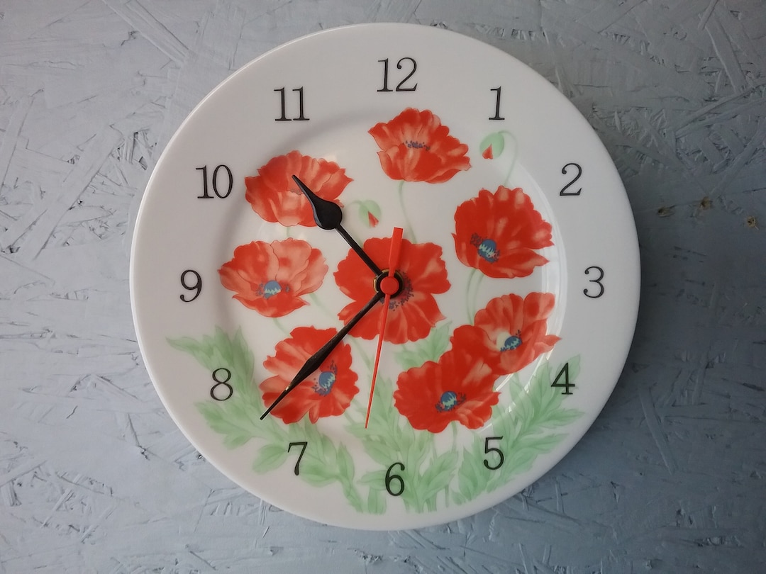 Vintage Kitchen Clock Ceramic Clock Wall Clock Quartz Etsy
