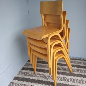 1 of 4 Swedish mid-century modern maple stacking chairs, 1960s bentwood and plywood chair, Scandinavian chairs zdjęcie 7