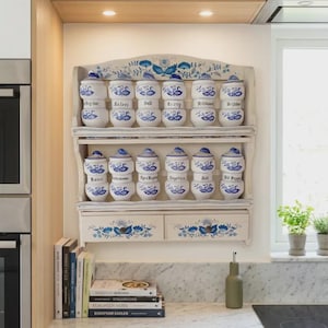 Porta-temperos escandinavo, saleiros e pimenteiros de porcelana, decoração de cozinha estilo cottagecore, potes de cerâmica vintage.