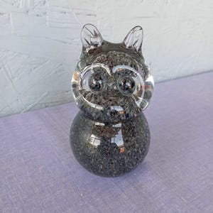 Vintage Art Glass Owl - Gränna Glasbruk - Swedish Blown Glass Sculpture