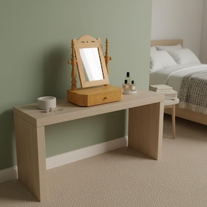 Biedermeier tabletop dressing table with a rotating mirror made of Masurian birch