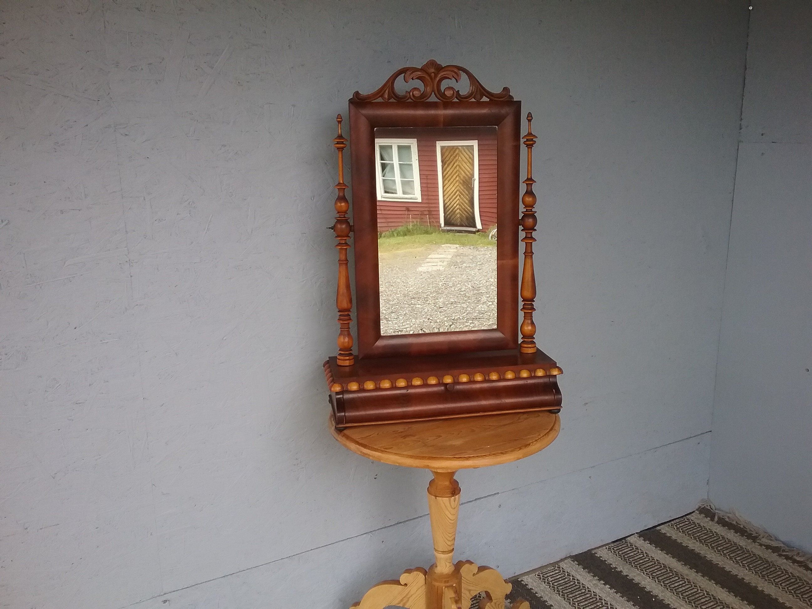 Shaving Mirror Antique Scolloped Edge Victorian Personal -  Portugal
