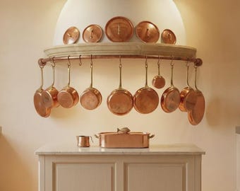 Krögarhuset koperen pannenset, moderne potten uit het midden van de eeuw, Scandinavisch keukendecor, Zweedse koperen pannen, 22 stuks