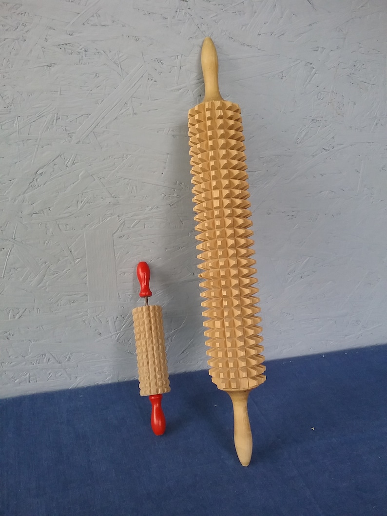 Vintage Pair of Swedish Wooden Rolling Pins, Fluted Rolling Pin, Nut