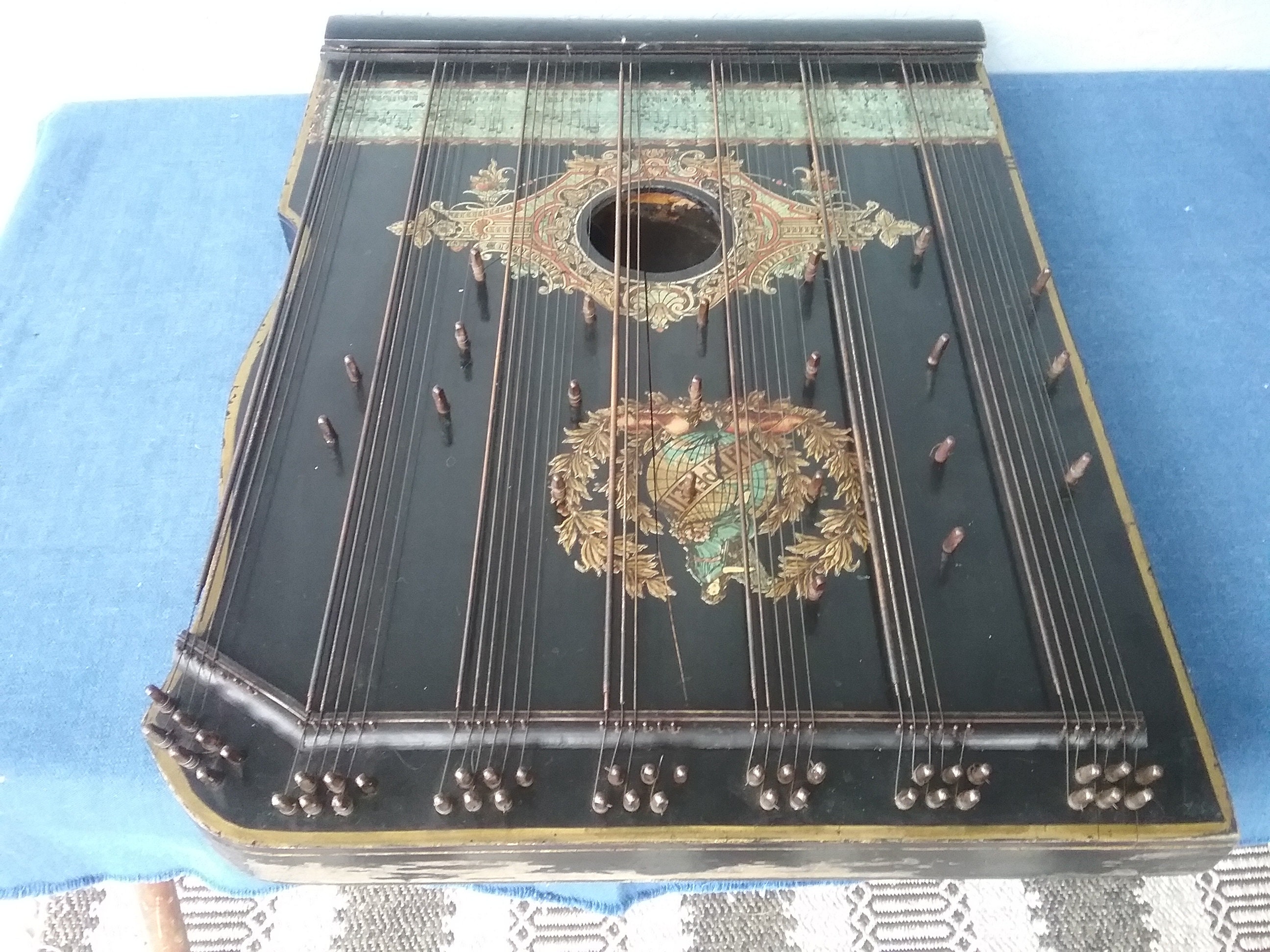 Antique Zither, Harpeleik Zither, German Zither, Guitar