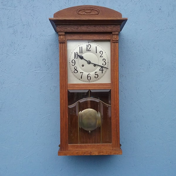 Junghans Regler Wanduhr, antike Uhr, 1890 - 1900 Pendeluhr, Standuhr