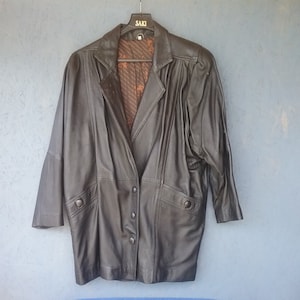 Blouson en cuir pour femme des années 80, veste en cuir véritable, veste en cuir souple, veste vintage, manteau en cuir pour femme