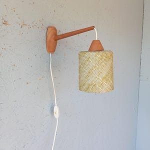 Vintage Danish Teak Wall Lamp: Scandinavian Modern Sconce