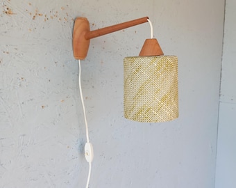 Vintage Danish Teak Wall Lamp: Scandinavian Modern Sconce