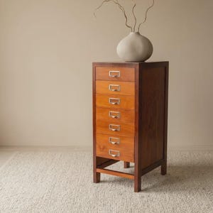 Mid Century Pine File Cabinet, Scandinavian Drawer Hurts, Brutalist Office Chest, Swedish Archive Drawer.